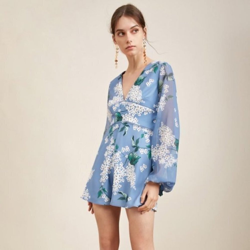 KEEPSAKE the label Wild Thoughts Playsuit In Dusty Blue Floral